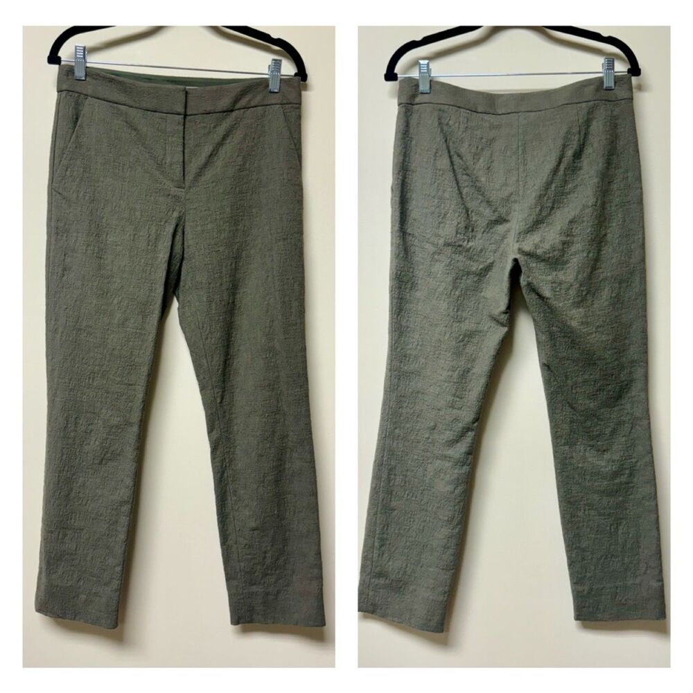 DIANE VON FURSTENBERG Gennifer Two Olive Green Boucle' Pants, Sz 6